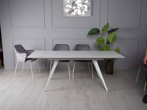 Керамический стол раскладной обеденный Prestol Тори Белый Керамический стол раскладной обеденный Prestol Тори Белый-3