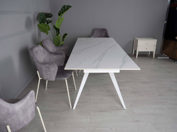 Керамический стол раскладной обеденный Prestol Тори Белый Керамический стол раскладной обеденный Prestol Тори Белый-6