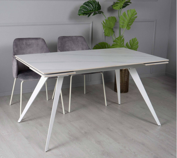 Керамический стол раскладной обеденный Prestol Тори Белый Керамический стол раскладной обеденный Prestol Тори Белый-0