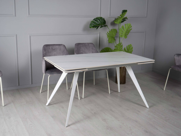 Керамический стол раскладной обеденный Prestol Тори Белый Керамический стол раскладной обеденный Prestol Тори Белый-1