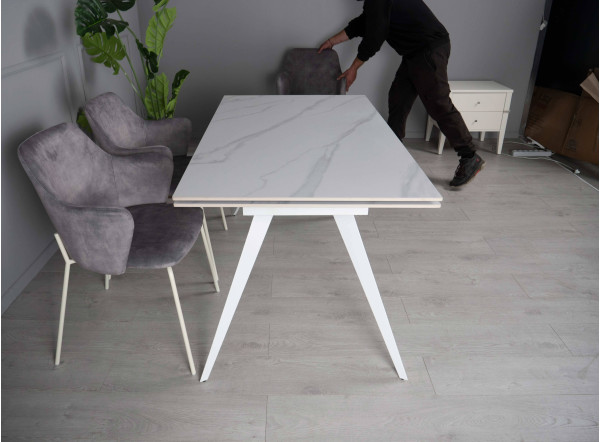 Керамический стол раскладной обеденный Prestol Тори Белый Керамический стол раскладной обеденный Prestol Тори Белый-5