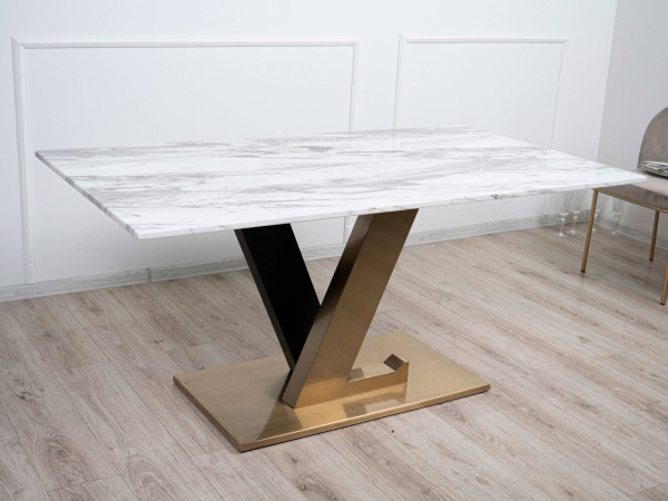 Стол обеденный Prestol Вегас Белый Золото Стол обеденный Prestol Вегас Белый Золото-0