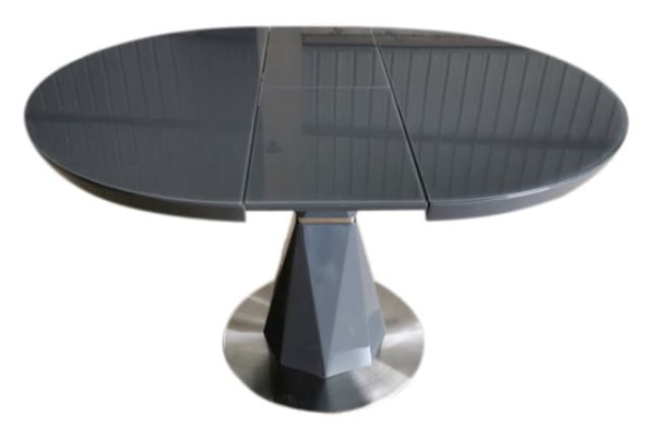 Стіл розкладний обідній Prestol РАУНД Темно-сірий Скло-1