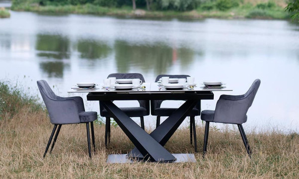 Стол обеденный Prestol ФЛЕЙМ Серый глянец Стекло-6