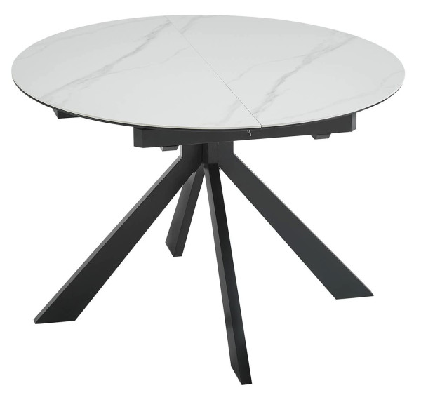 Керамический стол раскладной обеденный Prestol Асти Белый-черный 110 (140) см-7