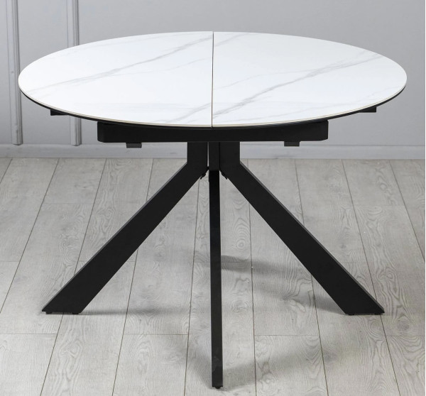 Керамический стол раскладной обеденный Prestol Асти Белый-черный 110 (140) см-3