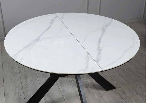 Керамический стол раскладной обеденный Prestol Асти Белый-черный 110 (140) см-6