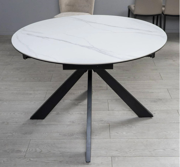 Керамический стол раскладной обеденный Prestol Асти Белый-черный 110 (140) см-4