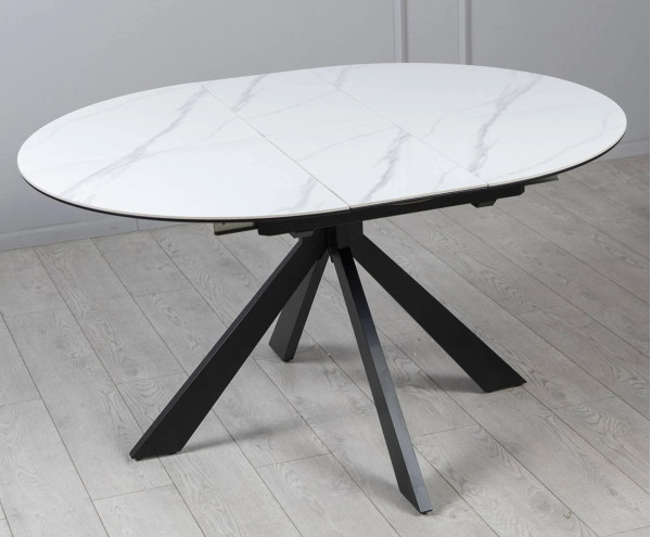 Керамический стол раскладной обеденный Prestol Асти Белый-черный 110 (140) см-5