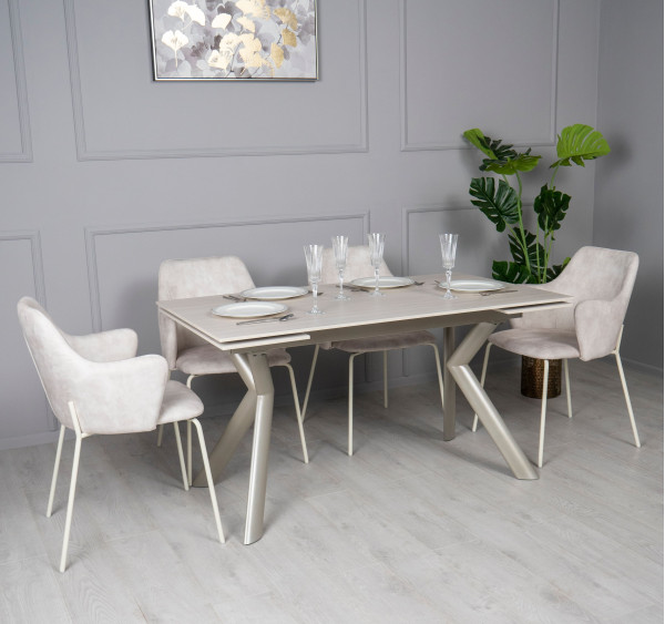 Керамічний стіл розкладний обідній Prestol Давон Бежевий-0