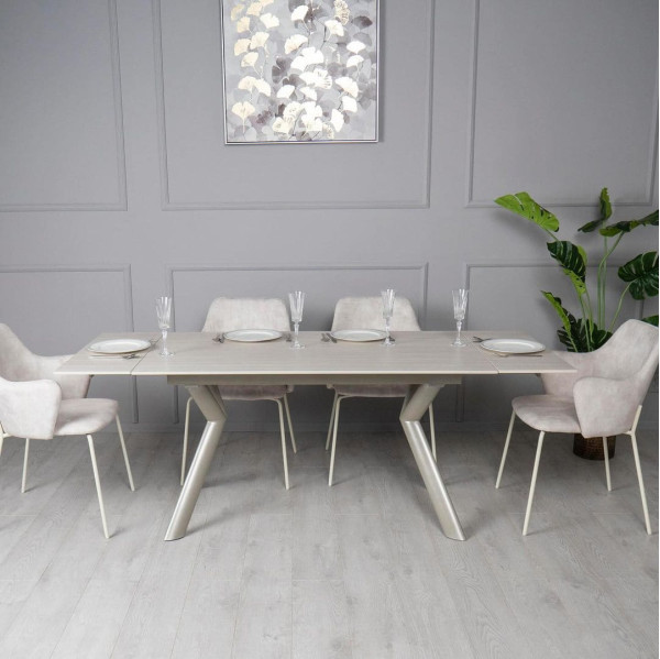 Керамічний стіл розкладний обідній Prestol Давон Бежевий-1