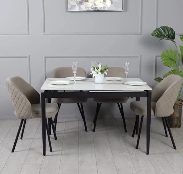 Керамічний стіл розкладний обідній Prestol Хіт Молочний 80х120 (180) см-0