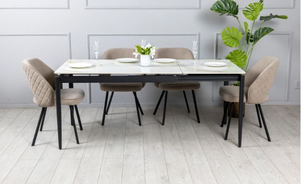 Керамічний стіл розкладний обідній Prestol Хіт Молочний 80х120 (180) см-3