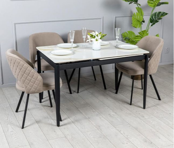 Керамічний стіл розкладний обідній Prestol Хіт Молочний 80х120 (180) см-1