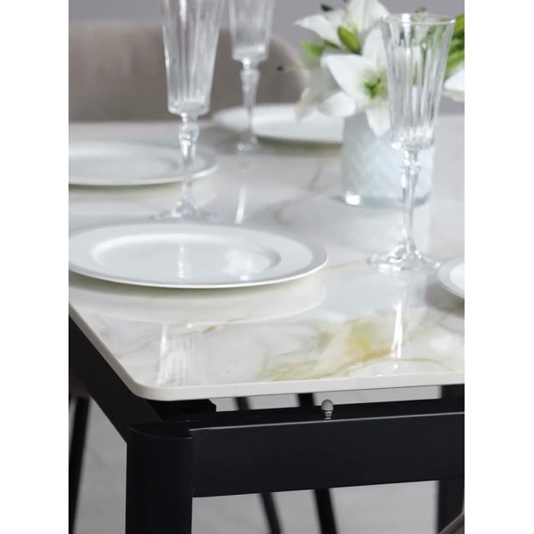 Керамічний стіл розкладний обідній Prestol Хіт Молочний 80х120 (180) см-4