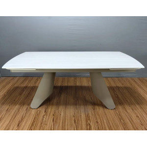 Керамический стол раскладной обеденный Prestol Кармен Бежевый матовый 90х180 (260) см