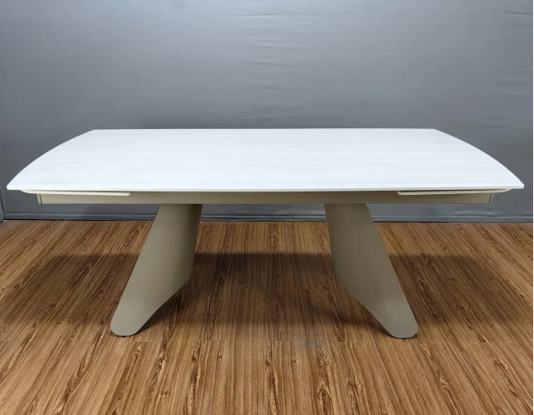 Керамический стол раскладной обеденный Prestol Кармен Бежевый матовый 90х180 (260) см-0