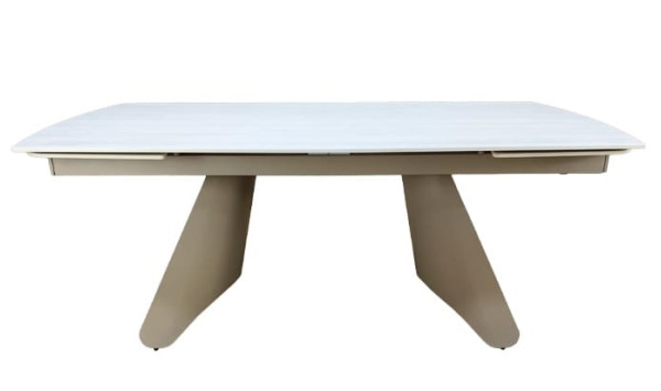 Керамический стол раскладной обеденный Prestol Кармен Бежевый матовый 90х180 (260) см-3
