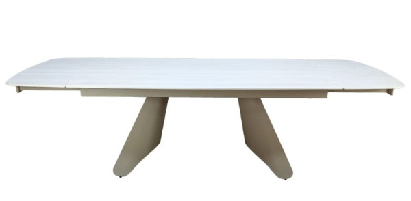 Керамический стол раскладной обеденный Prestol Кармен Бежевый матовый 90х180 (260) см-5