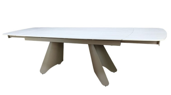 Керамический стол раскладной обеденный Prestol Кармен Бежевый матовый 90х180 (260) см-6