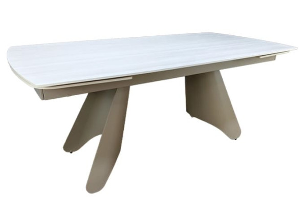 Керамический стол раскладной обеденный Prestol Кармен Бежевый матовый 90х180 (260) см-4