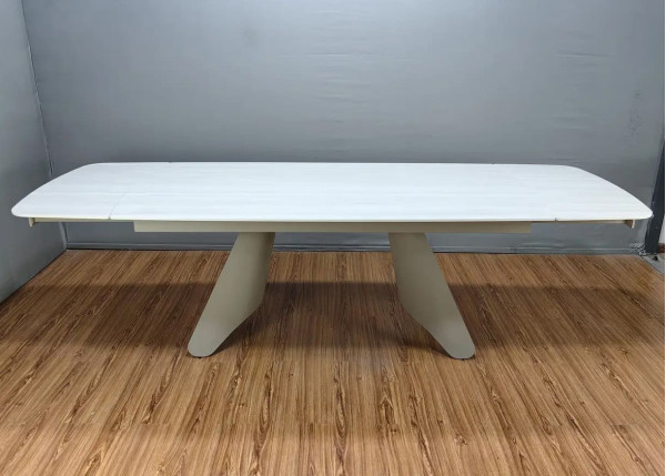 Керамический стол раскладной обеденный Prestol Кармен Бежевый матовый 90х180 (260) см-2