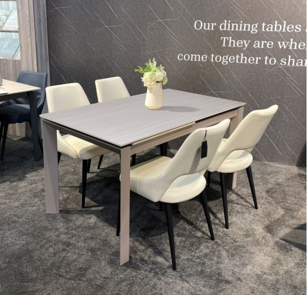 Керамічний стіл розкладний обідній Prestol Ларс Бежевий матовий 80х120 (170) см-7