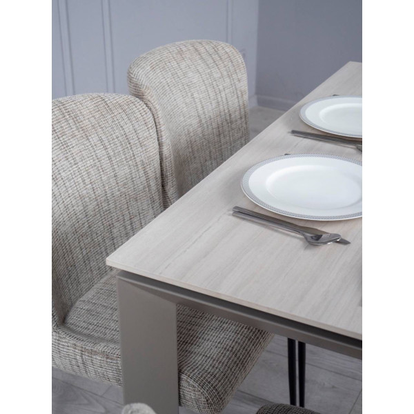 Керамічний стіл розкладний обідній Prestol Ларс Бежевий матовий 80х120 (170) см-6