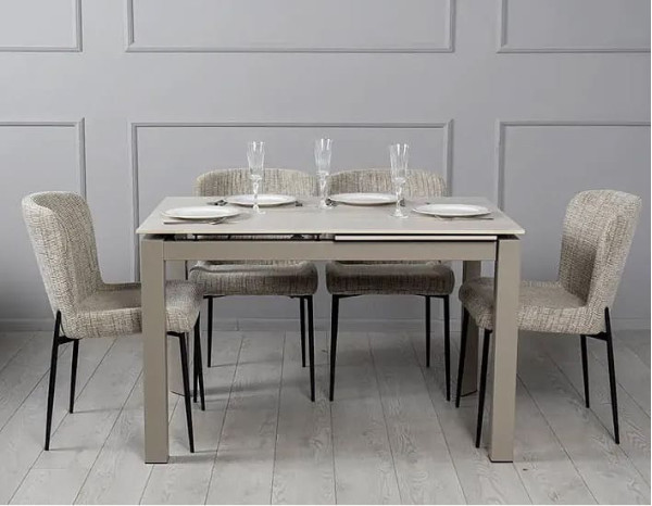 Керамічний стіл розкладний обідній Prestol Ларс Бежевий матовий 80х120 (170) см-1