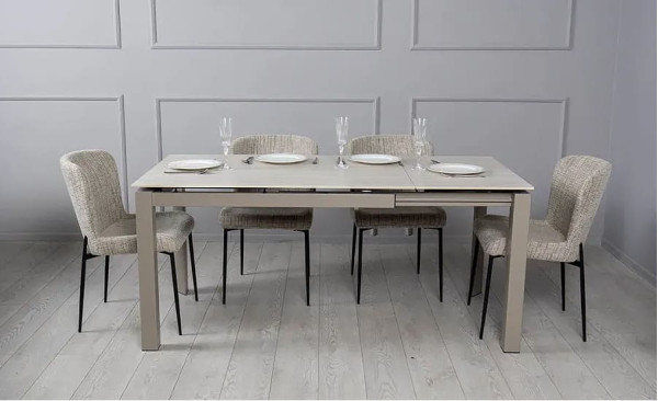 Керамічний стіл розкладний обідній Prestol Ларс Бежевий матовий 80х120 (170) см-3