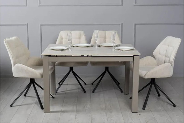 Керамічний стіл розкладний обідній Prestol Ларс Бежевий матовий 80х120 (170) см-2