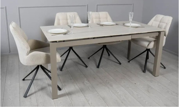 Керамічний стіл розкладний обідній Prestol Ларс Бежевий матовий 80х120 (170) см-4