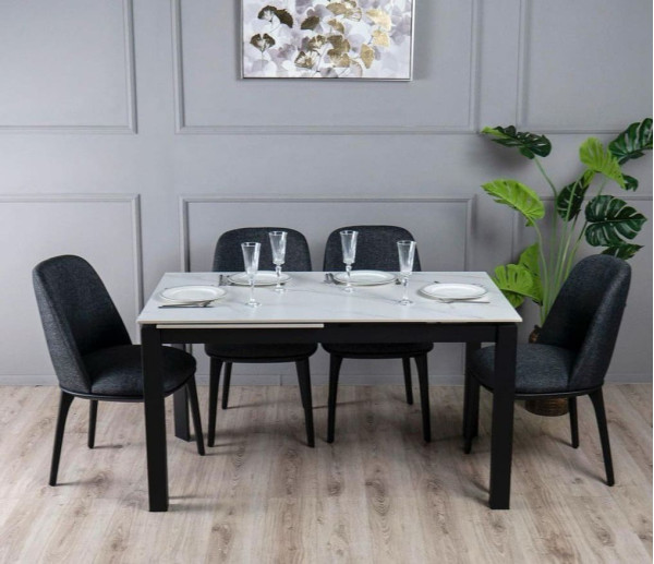 Керамічний стіл розкладний обідній Prestol Ларс Білий матовий 80х120 (170) см-0