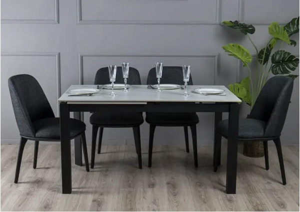 Керамічний стіл розкладний обідній Prestol Ларс Білий матовий 80х120 (170) см-2