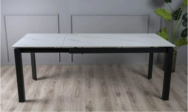 Керамічний стіл розкладний обідній Prestol Ларс Білий матовий 80х120 (170) см-7