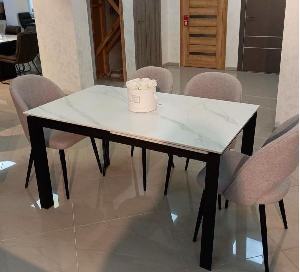 Керамічний стіл розкладний обідній Prestol Ларс Білий матовий 80х140 (200) см-3