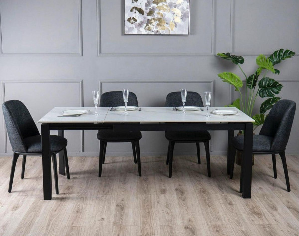 Керамічний стіл розкладний обідній Prestol Ларс Білий матовий 80х140 (200) см-0