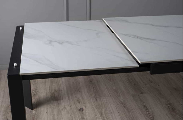 Керамічний стіл розкладний обідній Prestol Ларс Білий матовий 80х140 (200) см-8