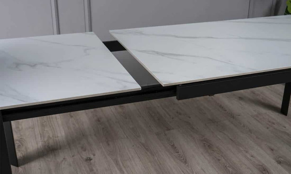 Керамічний стіл розкладний обідній Prestol Ларс Білий матовий 80х140 (200) см-9