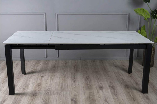 Керамічний стіл розкладний обідній Prestol Ларс Білий матовий 80х140 (200) см-5