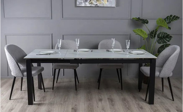 Керамічний стіл розкладний обідній Prestol Ларс Білий матовий 80х140 (200) см-1