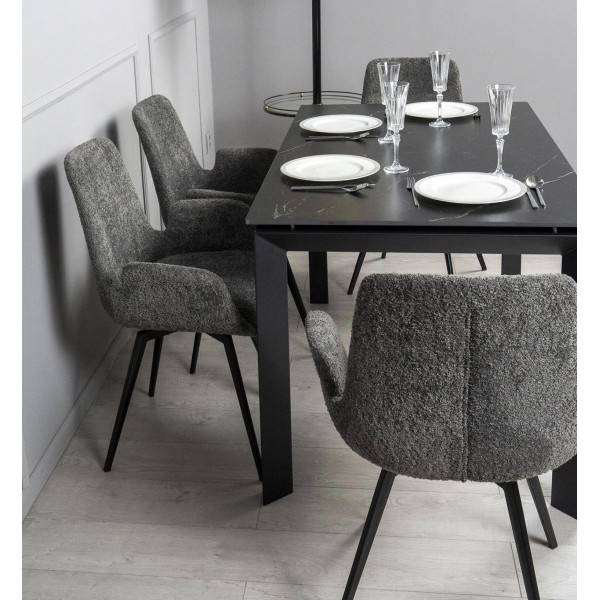 Керамический стол раскладной обеденный Prestol Ларс Черный матовый 80х120 (170) см-5