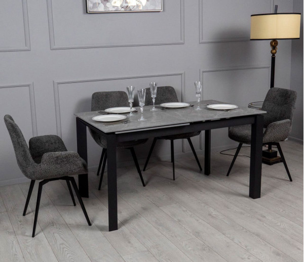 Керамічний стіл розкладний обідній Prestol Ларс Сірий матовий 80х140 (200) см-2