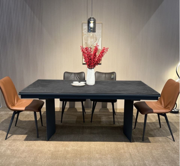 Керамічний стіл розкладний обідній Prestol Лео Чорний 90х180 (296) см-1