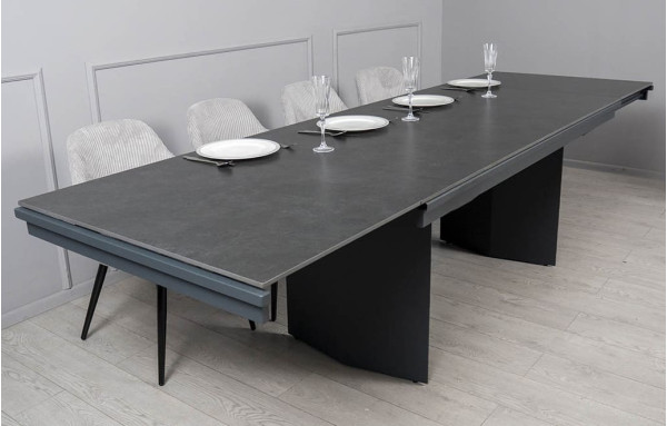 Керамічний стіл розкладний обідній Prestol Лео Чорний 90х180 (296) см-7