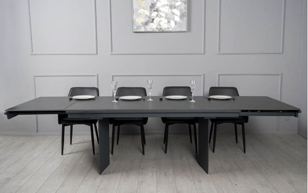 Керамічний стіл розкладний обідній Prestol Лео Чорний 90х180 (296) см-6