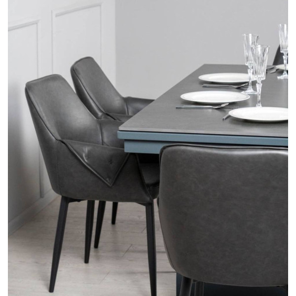 Керамічний стіл розкладний обідній Prestol Лео Чорний 90х180 (296) см-8