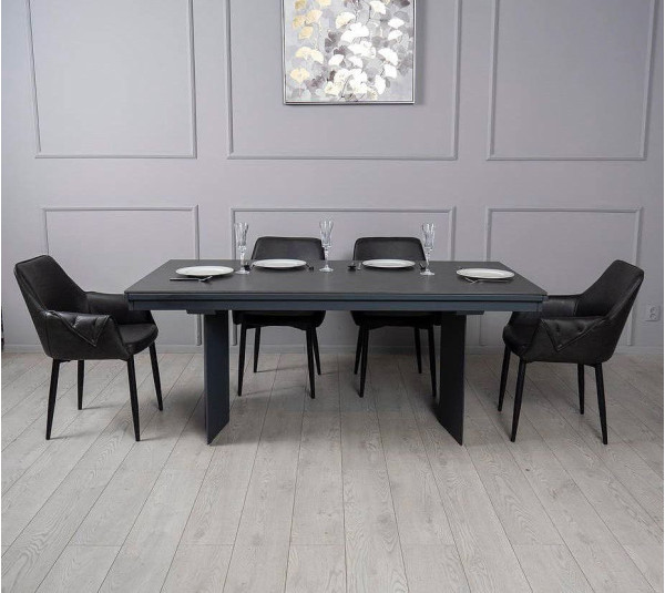 Керамічний стіл розкладний обідній Prestol Лео Чорний 90х180 (296) см-0