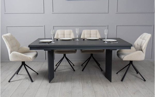 Керамічний стіл розкладний обідній Prestol Лео Чорний 90х180 (296) см-2