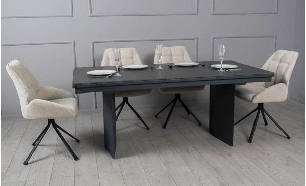 Керамічний стіл розкладний обідній Prestol Лео Чорний 90х180 (296) см-3